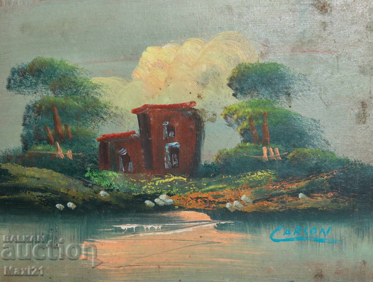 Аукцион Картина маслени бои речен пейзаж