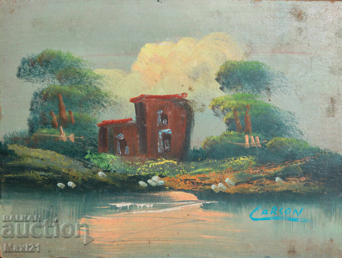 Картина маслени бои речен пейзаж