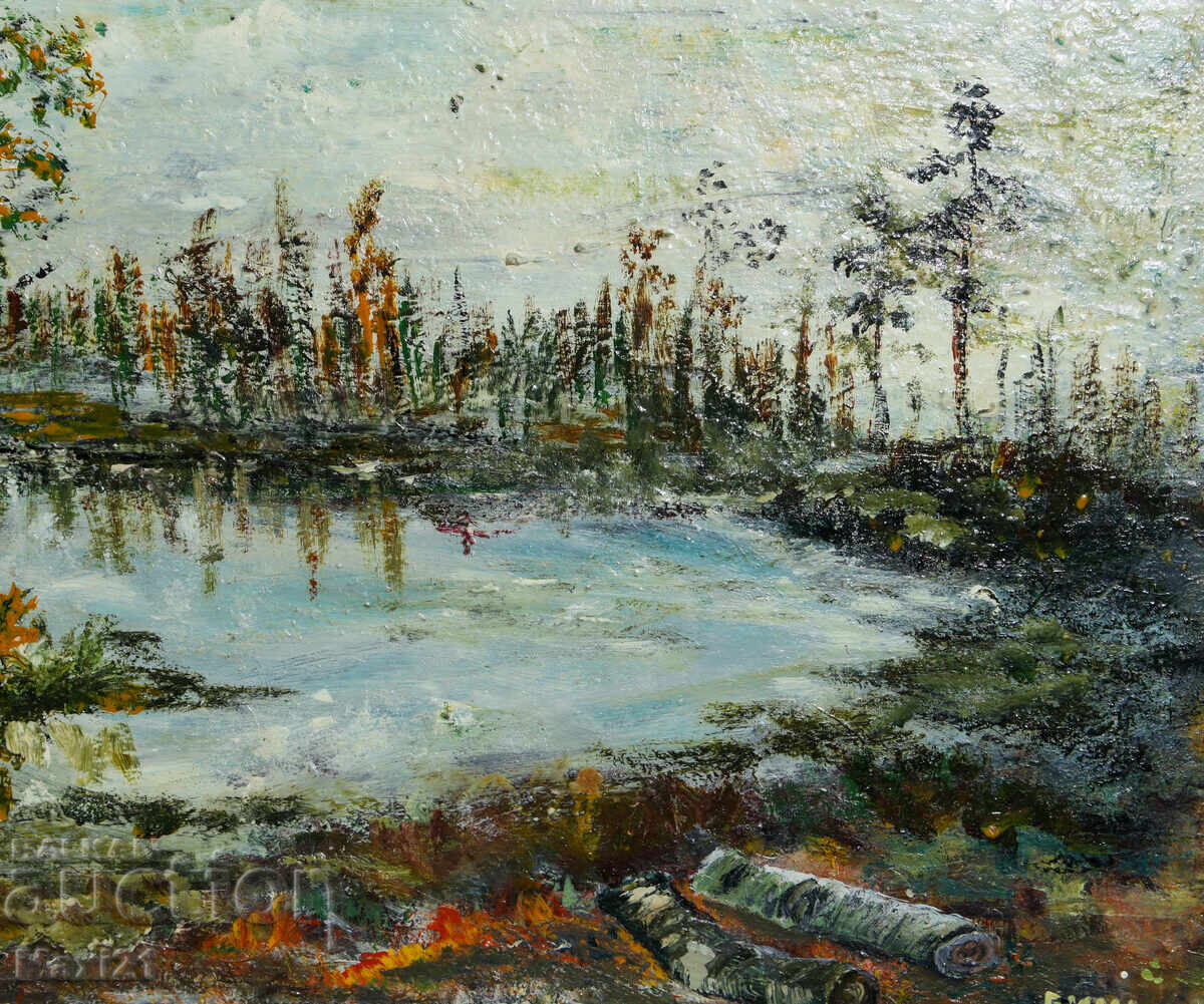 Delivery of Oil painting natural landscape lake