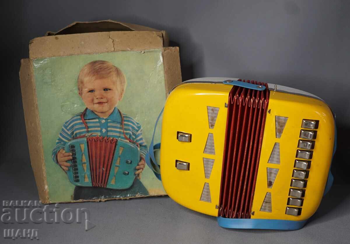 Old German Children's Toy Accordion with Box Old German Children's Toy Accordion with Box
