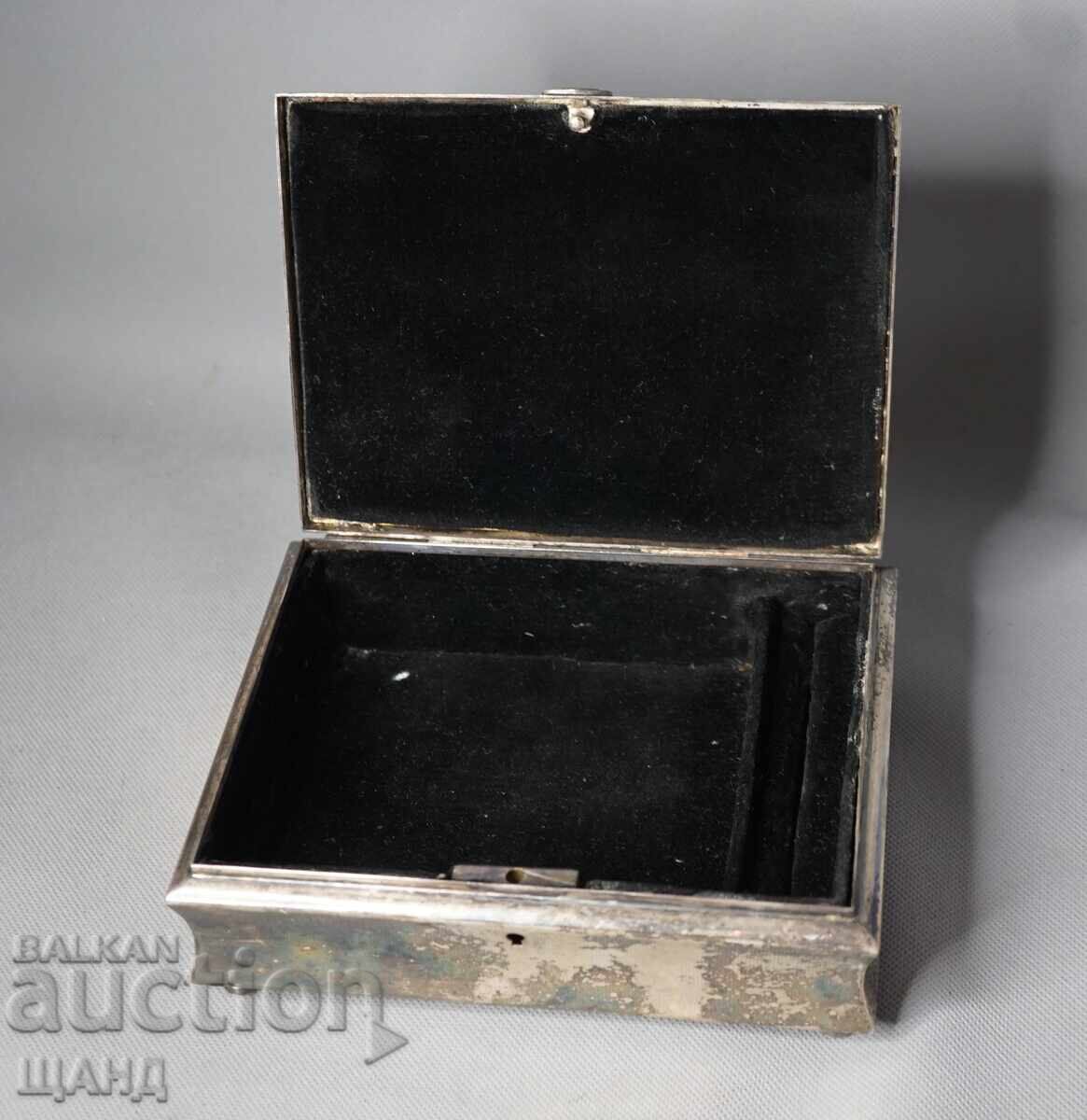 Old silver-plated metal jewelry box - 5