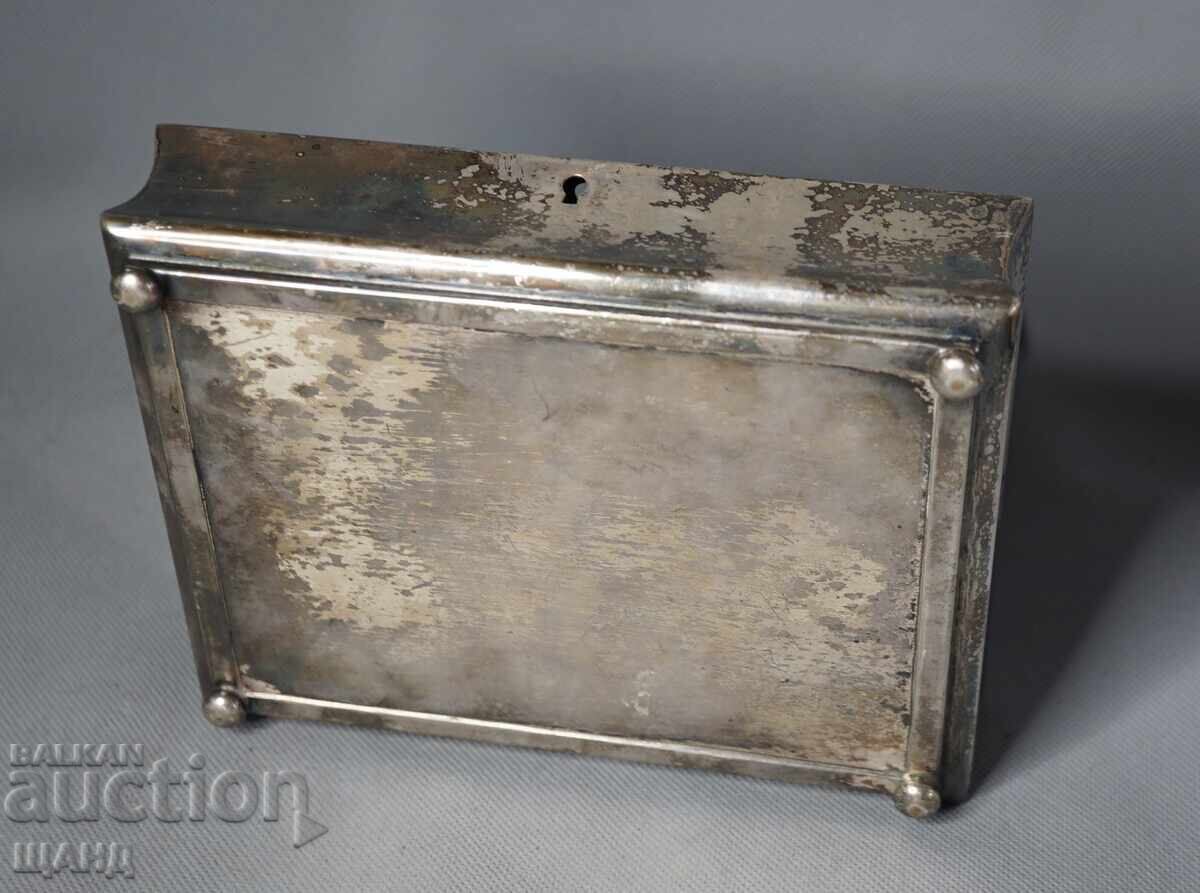 Old silver-plated metal jewelry box - 6
