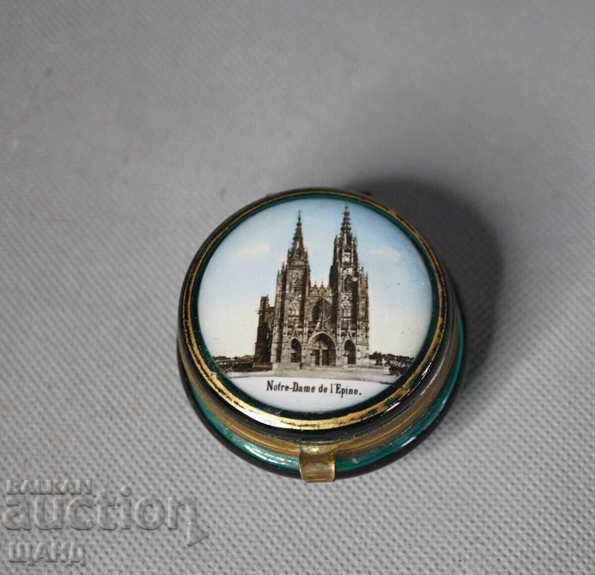 Βοημία Παλιά Γυάλινη κρυστάλλινη θήκη για χάπια