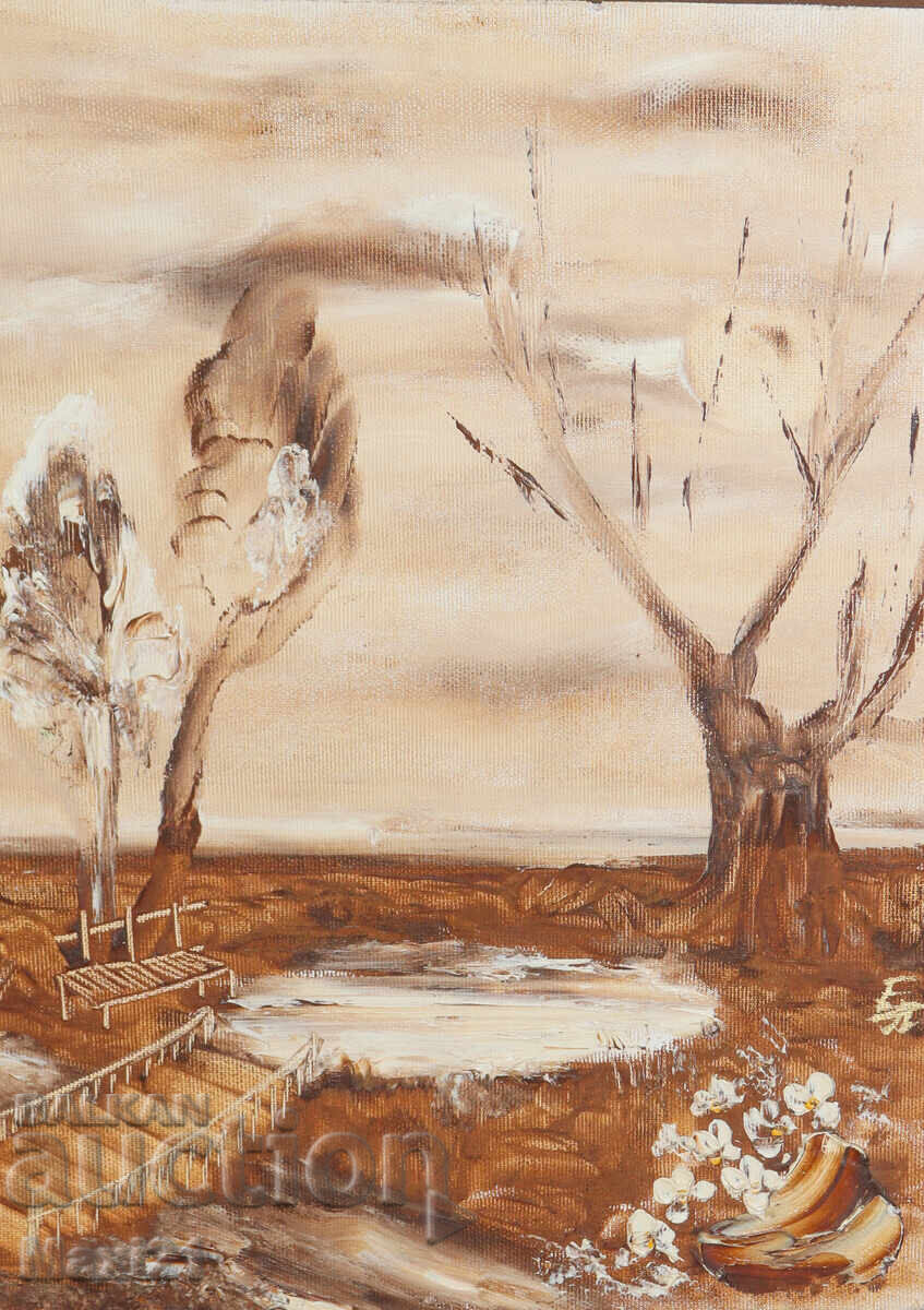 Landscape painting, oil on canvas