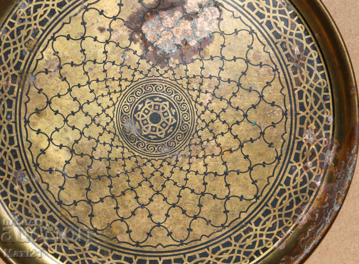 Handmade old copper tray plate - 5