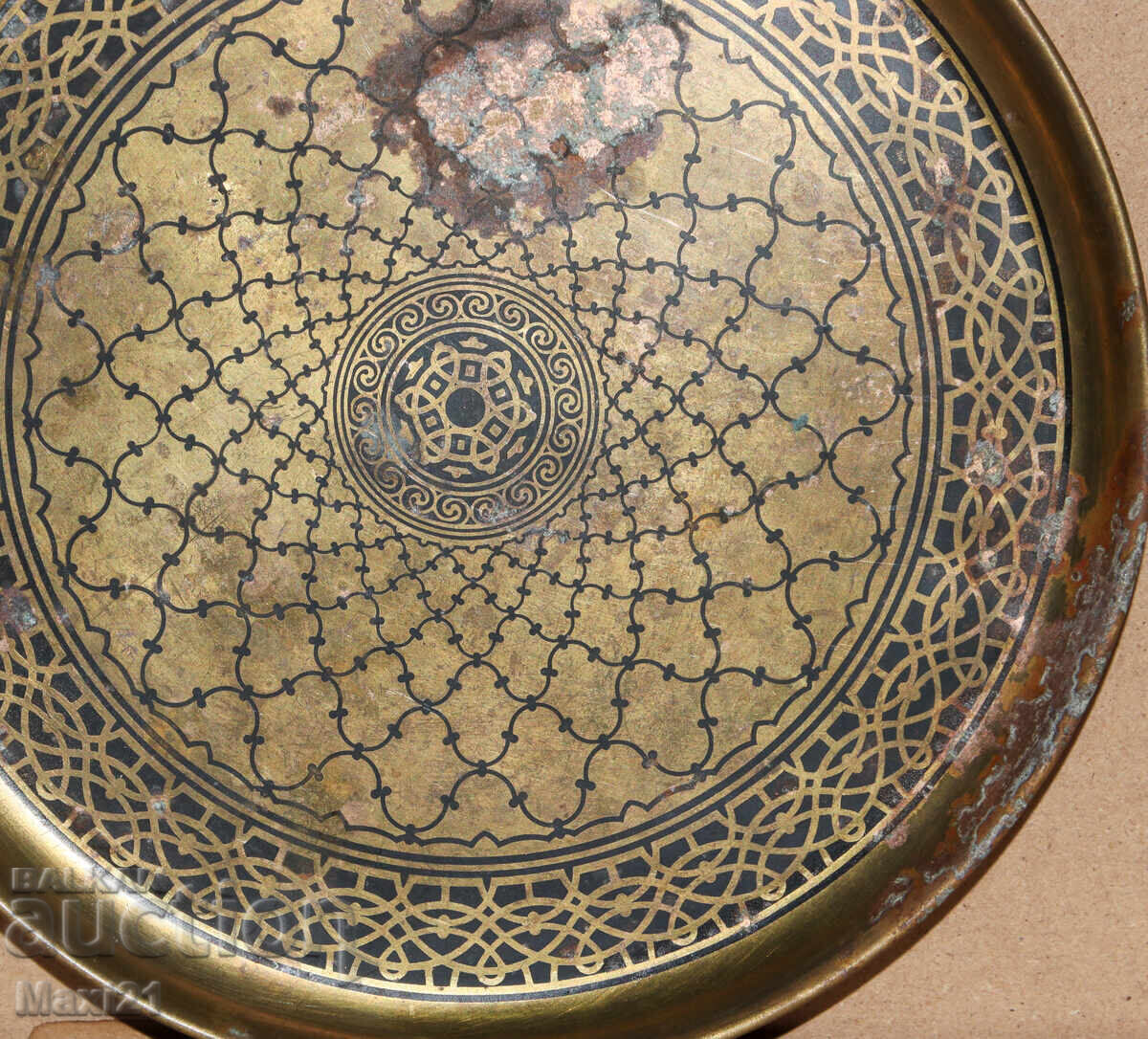 Handmade old copper tray plate - 6