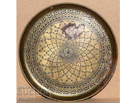 Tavă/Farfurie din cupru vechi, lucrată manual