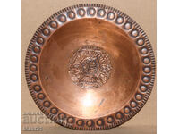 Panou din cupru vechi, lucrat manual, decorațiune de perete