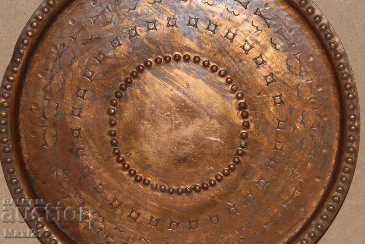 Handmade old copper decorated tray - 5