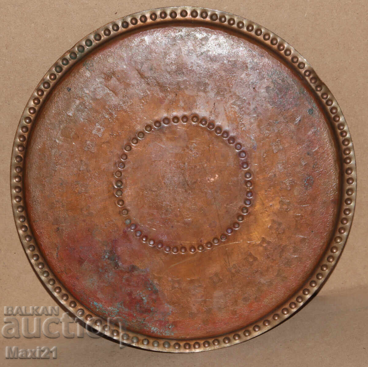 Handmade old copper decorated tray - 7