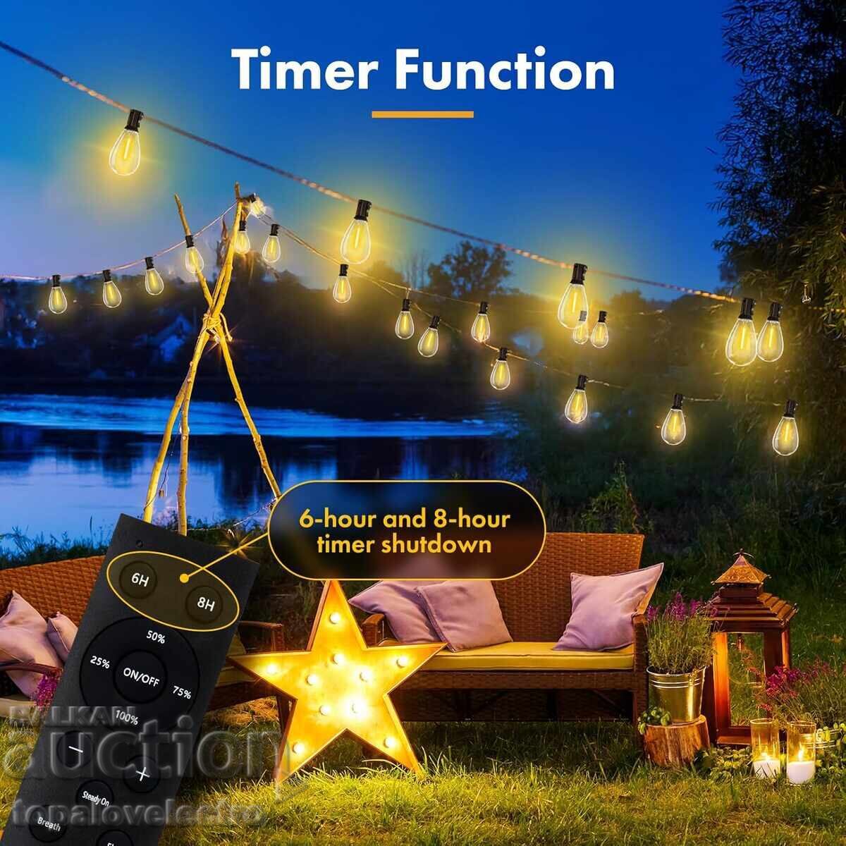 Εξωτερικά φωτάκια 20M με τηλεχειριστήριο και χρονοδιακόπτη με τιμή 29.00 BGN | € 14.83