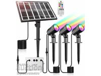 Set de 3 proiectoare solare RGB cu telecomandă