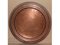 Tavă de cupru veche, lucrată manual