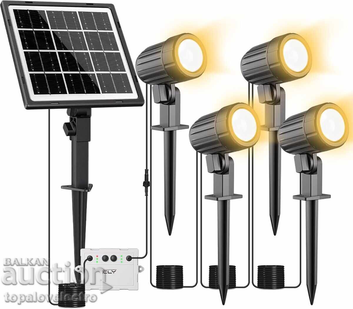 Set of 4 solar garden spotlights