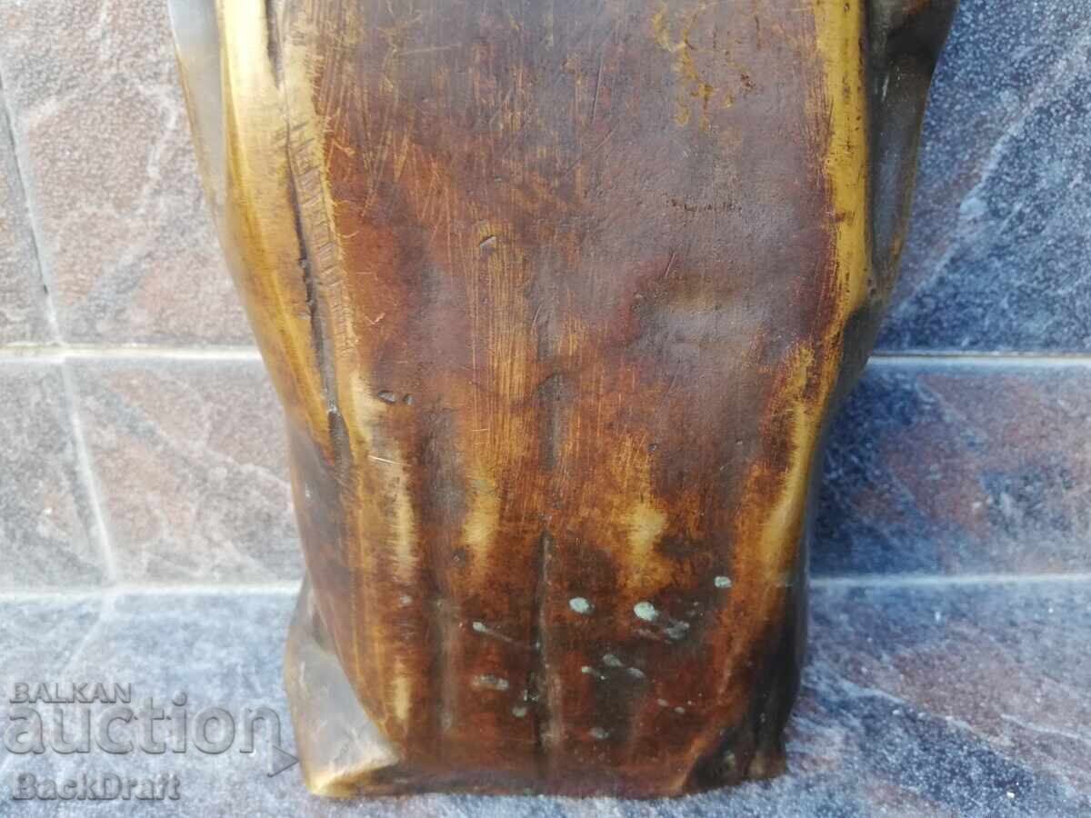 Παλαιά, μαζική μπρούτζινη γλυπτική της Αγίας Άννας με τον Χριστό - 7