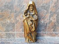 Sculptură Masivă Veche din Bronz Sfânta Ana cu Hristos