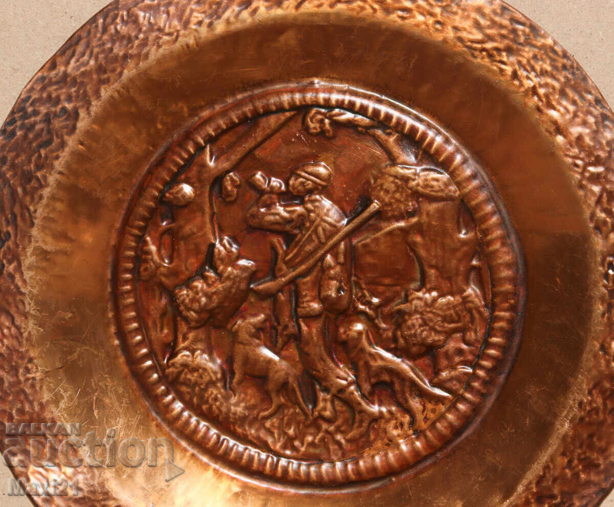 Παράδοση Χειροποίητο χάλκινο πάνελ διακόσμησης τοίχου, σκηνή κυνηγιού