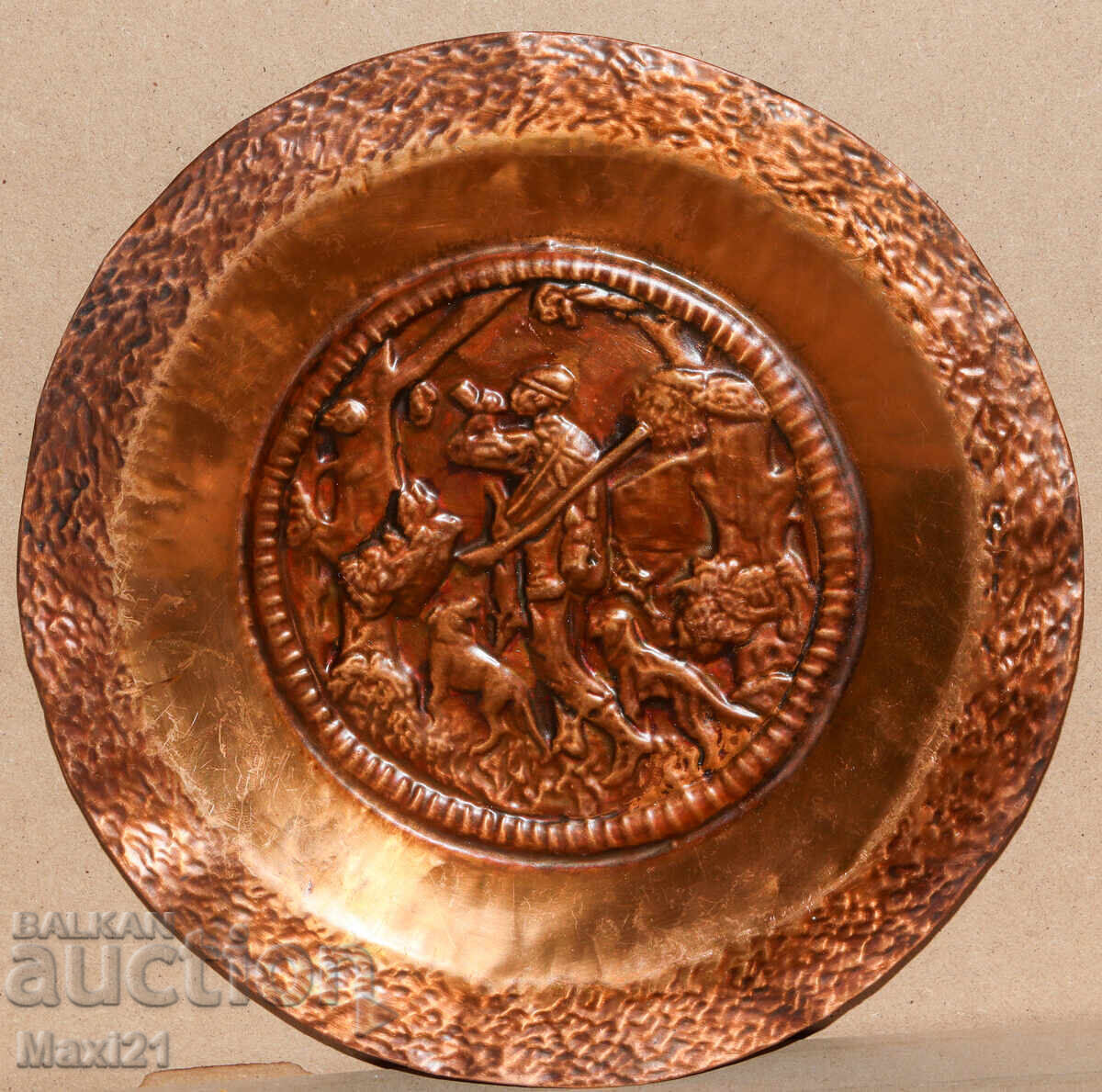 Χειροποίητο χάλκινο πάνελ διακόσμησης τοίχου, σκηνή κυνηγιού