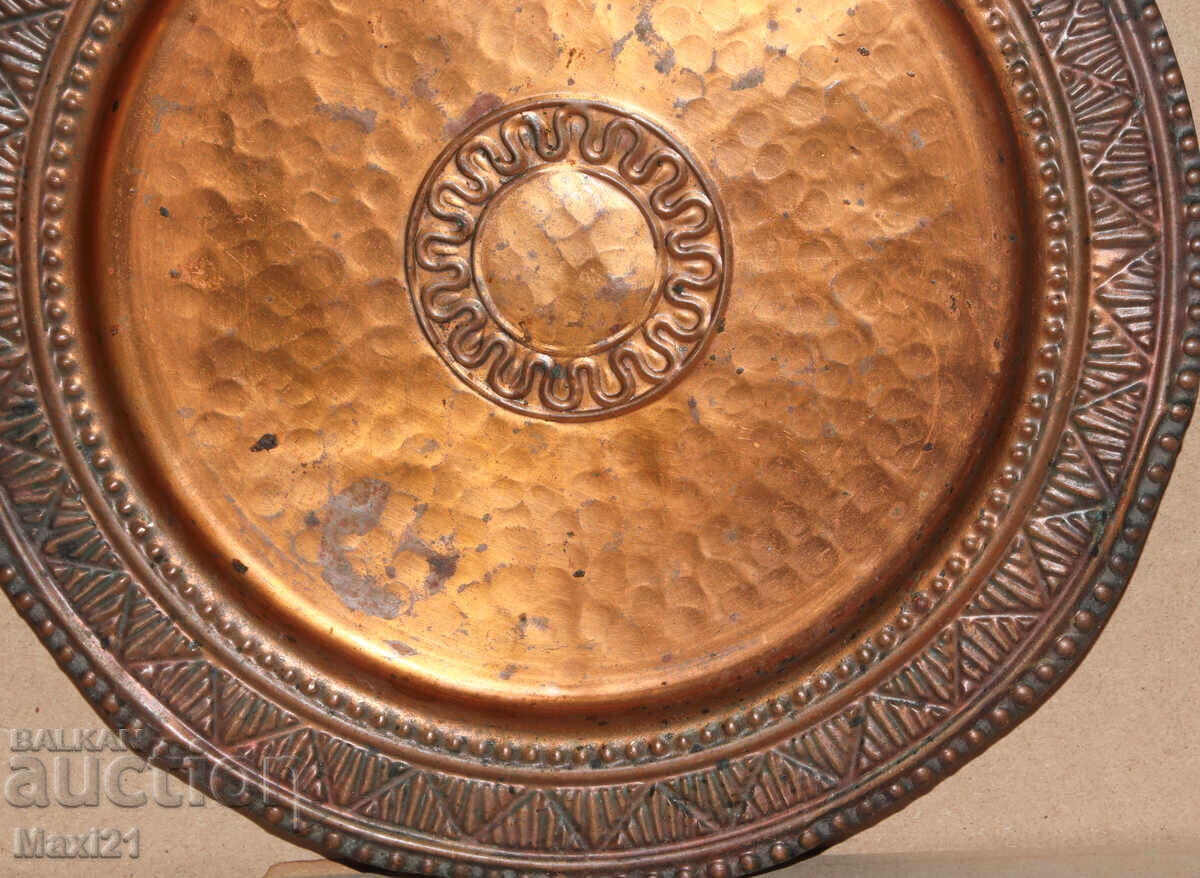 Χειροποίητος παλιός χάλκινος δίσκος-πίνακας - 5