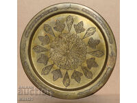 Старинен месингов декоративен поднос пано