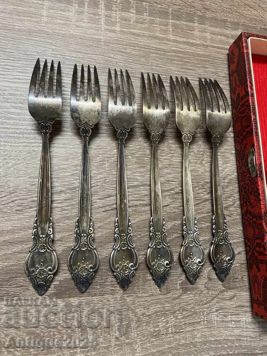 Livrarea Set vintage de furculițe din melchior (6 bucăți)