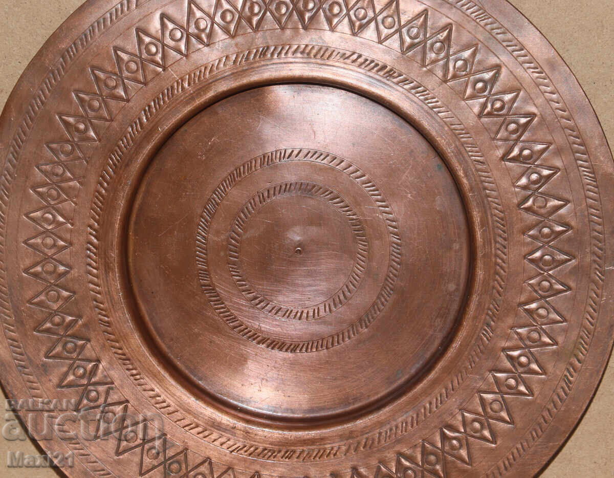 Tavă de cupru veche, lucrată manual, farfurie, decorațiune - 5 Tavă de cupru veche, lucrată manual, farfurie, decorațiune - 5