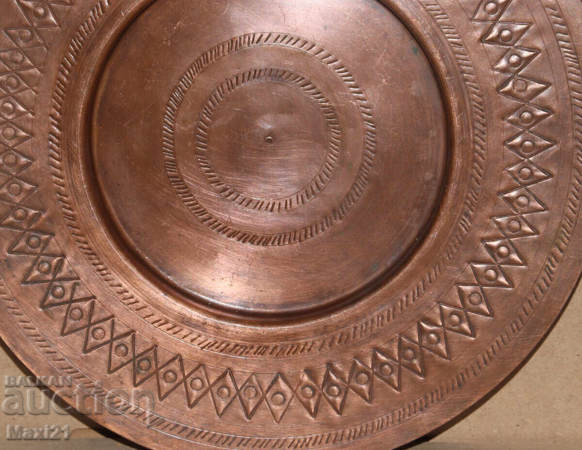 Tavă de cupru veche, lucrată manual, farfurie, decorațiune - 6 Tavă de cupru veche, lucrată manual, farfurie, decorațiune - 6