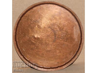 Handmade old copper decorated tray plate