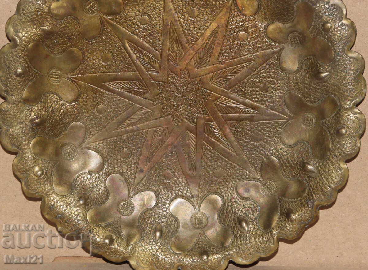 Old brass decorative tray decoration - 6