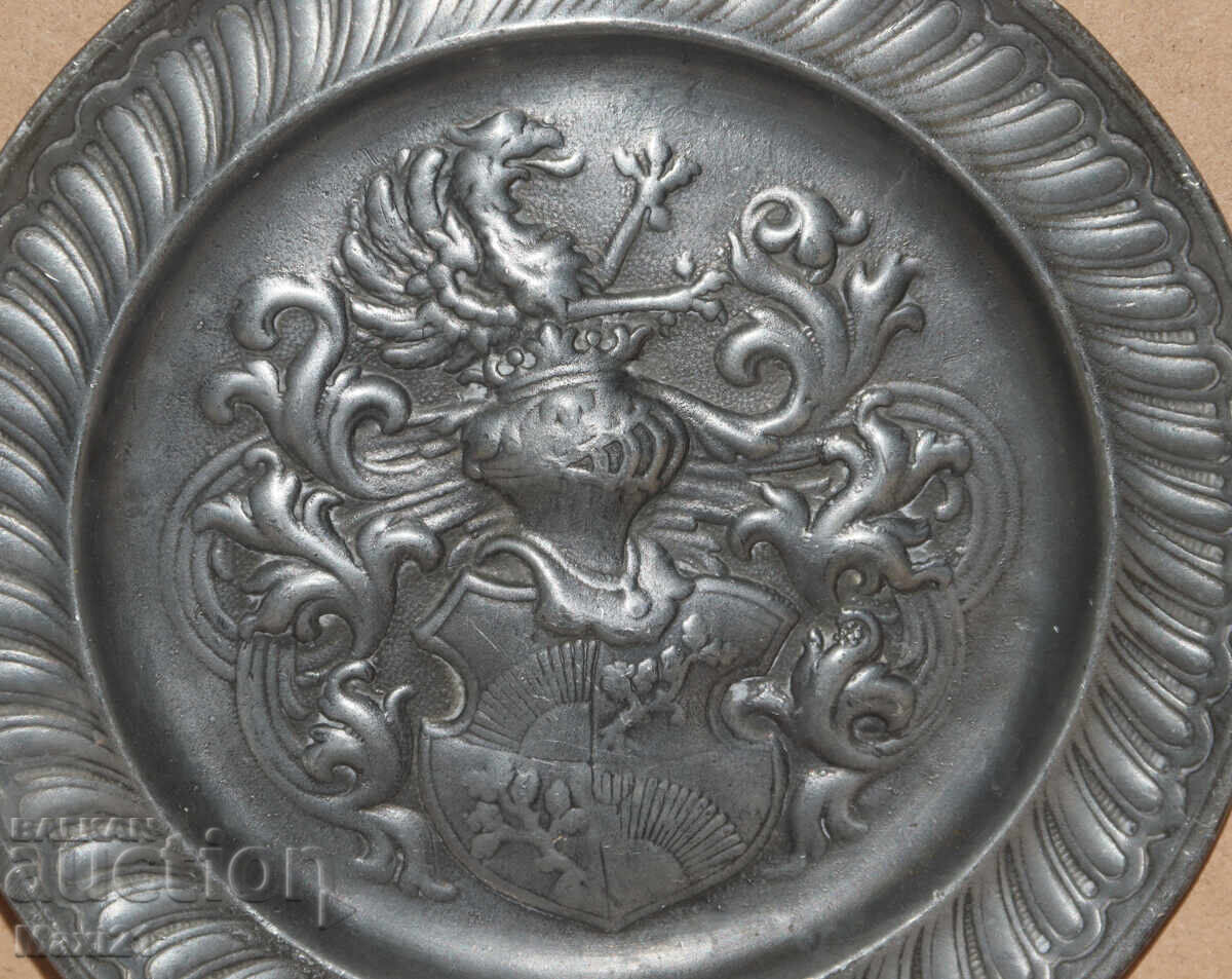 Стара ръчно изработена декоративна чиния - 5