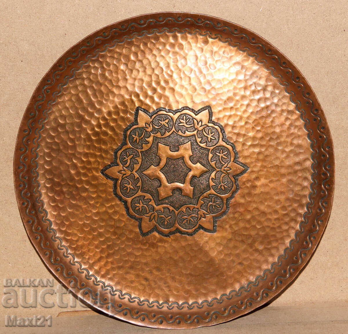 Tavă de cupru veche, lucrată manual, farfurie, decorațiune - 6 Tavă de cupru veche, lucrată manual, farfurie, decorațiune - 6