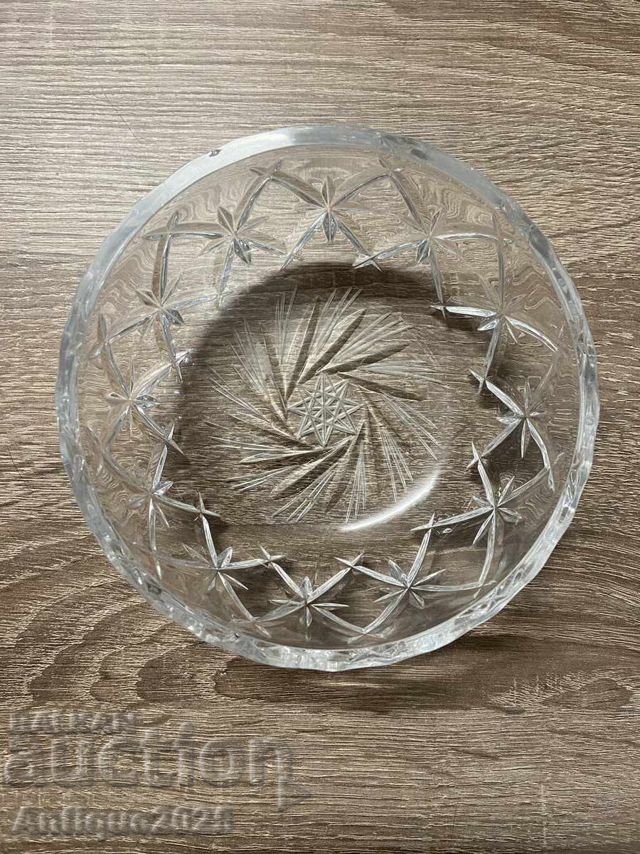 Винтидж стъклена купа със звездовиден орнамент, СССР