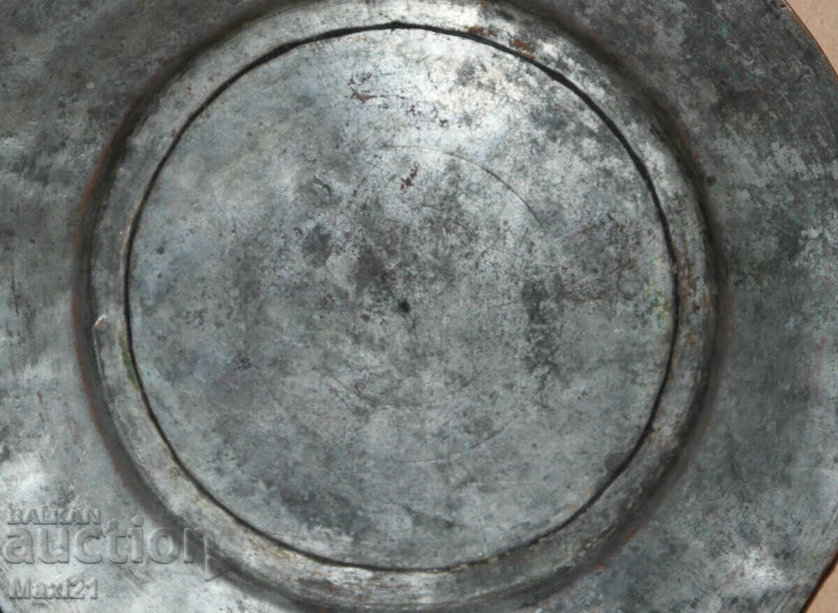 Antique large copper tinned plate tray - 5