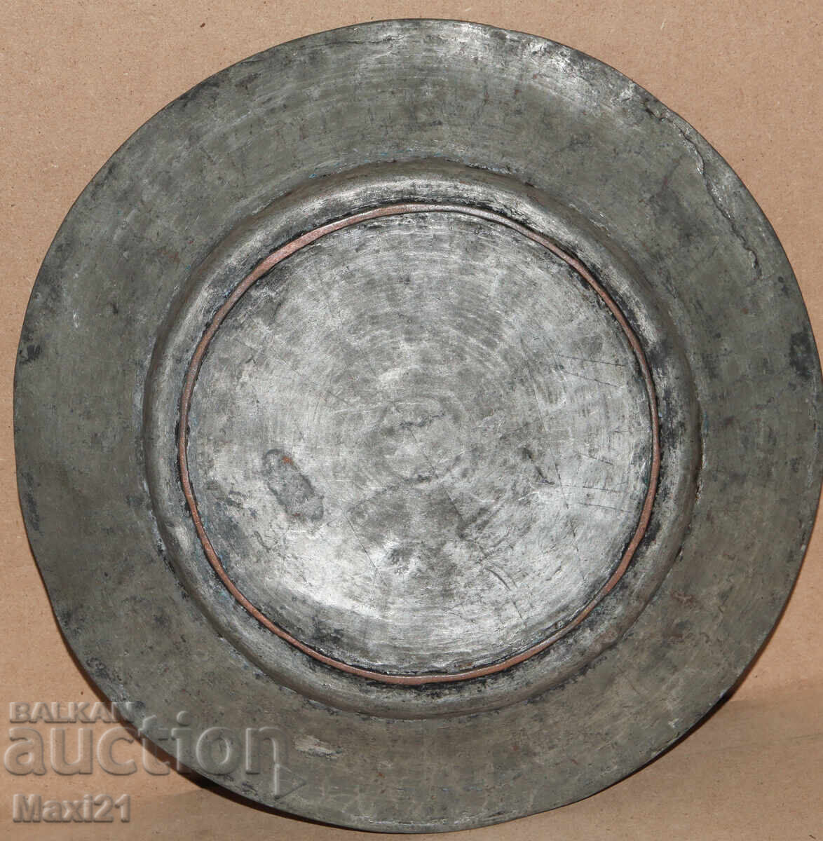 Antique large copper tinned plate tray - 7