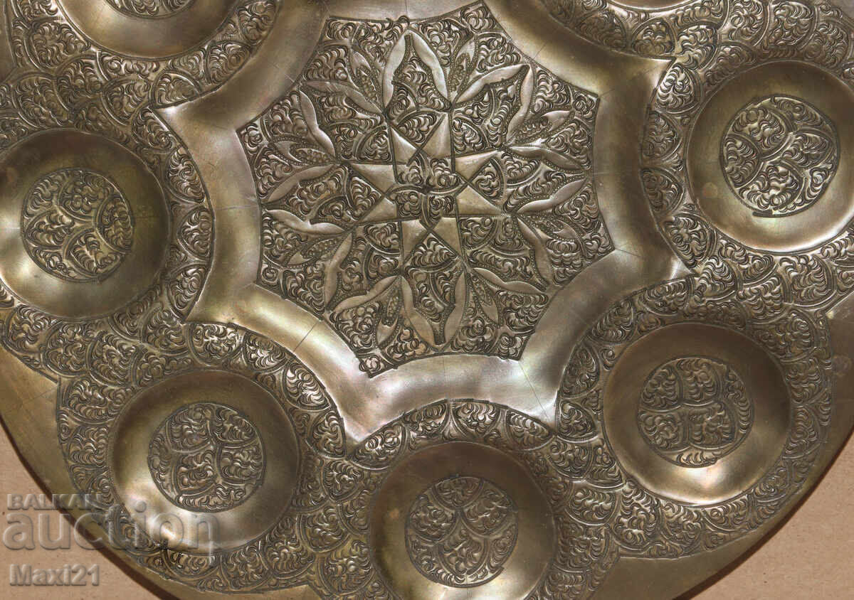 Old brass decorative tray decoration - 6
