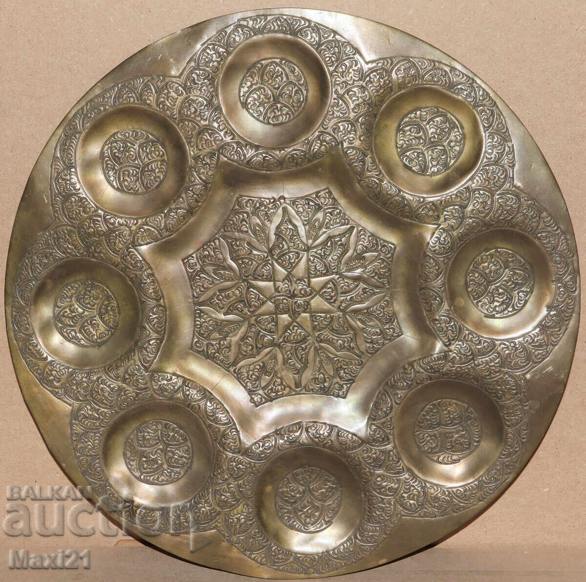 Old brass decorative tray decoration