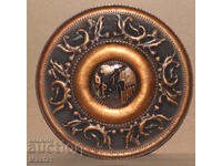 Panou din cupru vechi, lucrat manual, decorațiune de perete