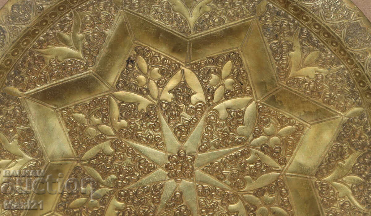 Old brass decorative tray decoration - 5