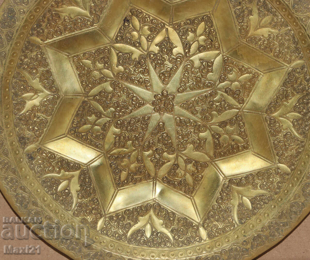 Old brass decorative tray decoration - 6