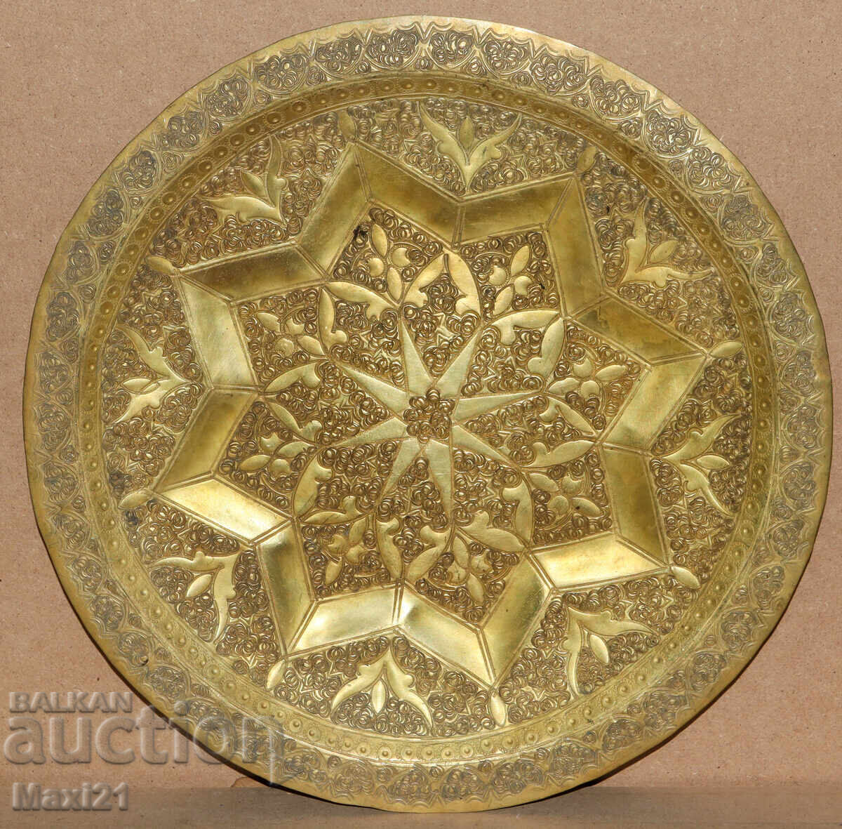 Old brass decorative tray decoration