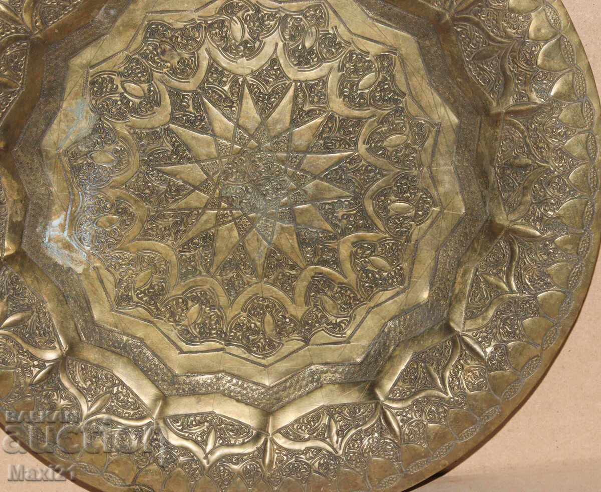 Old brass decorative tray decoration - 6