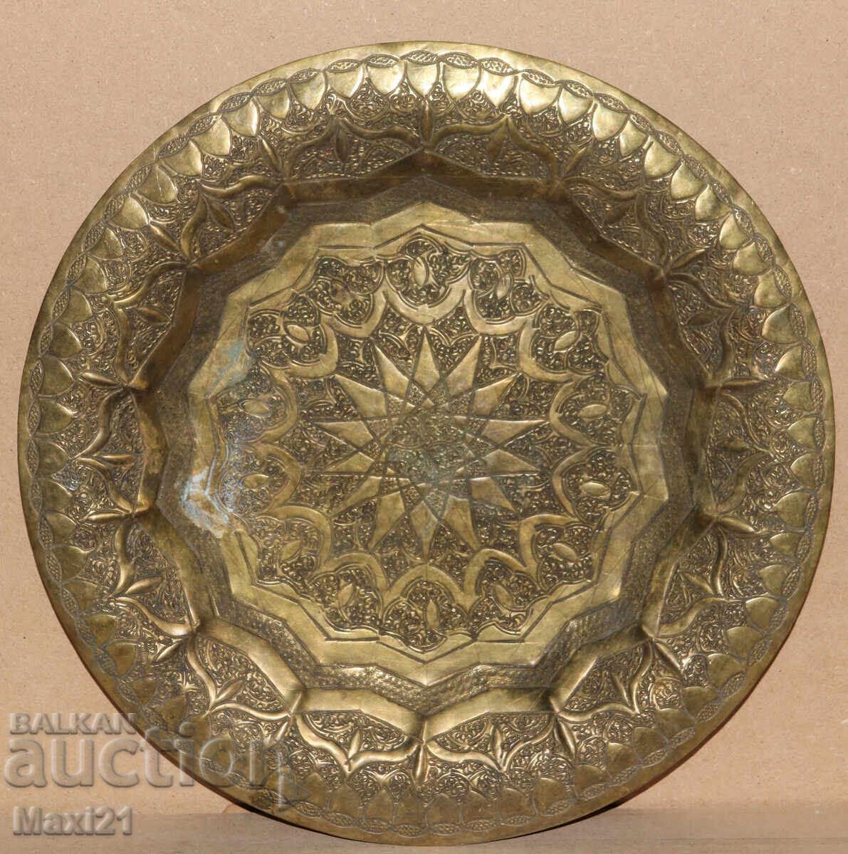 Old brass decorative tray decoration