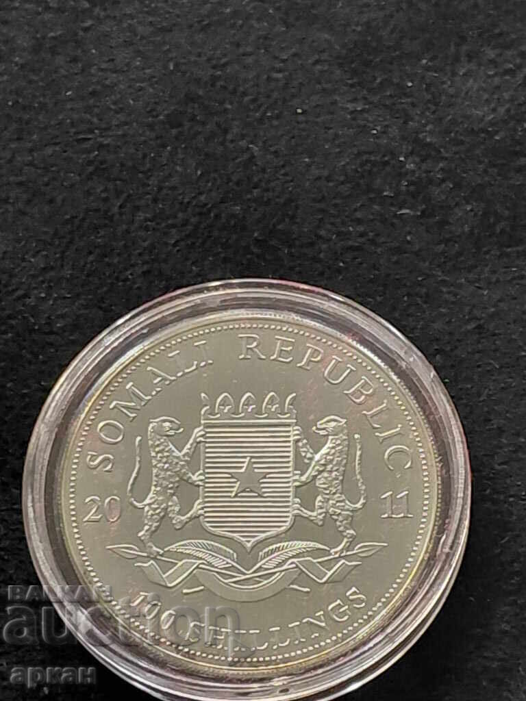 Доставка на Сребърна унция 1oz Ag999 2011 Сомалия 100 шилинга