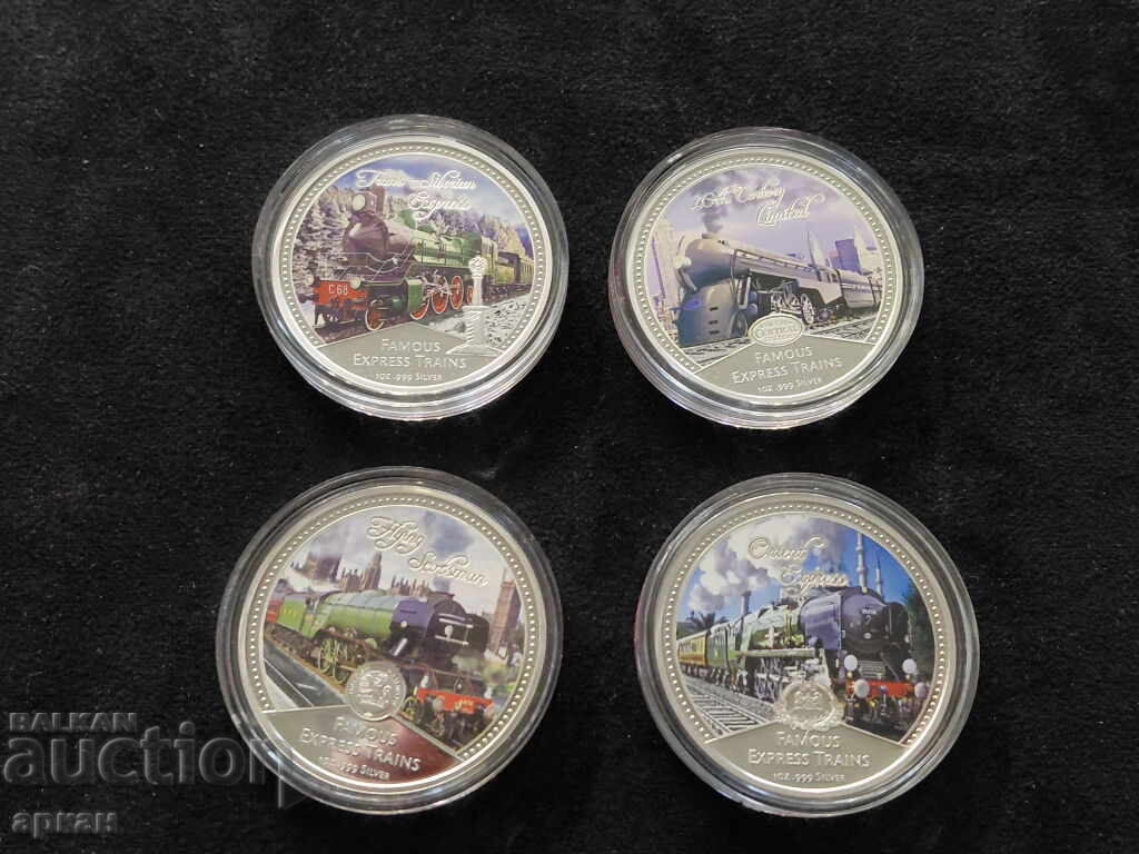 Silver Colorized Coin 1 Oz Silver 0.999 - Lot of 4 Pieces 2010 - 5 Silver Colorized Coin 1 Oz Silver 0.999 - Lot of 4 Pieces 2010 - 5