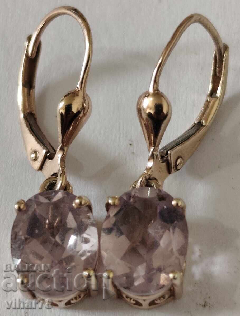 Ασημένια σκουλαρίκια με επιχρύσωση - 6