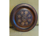 Wooden panel inlaid with brass for connoisseurs, 26cm, excellent condition