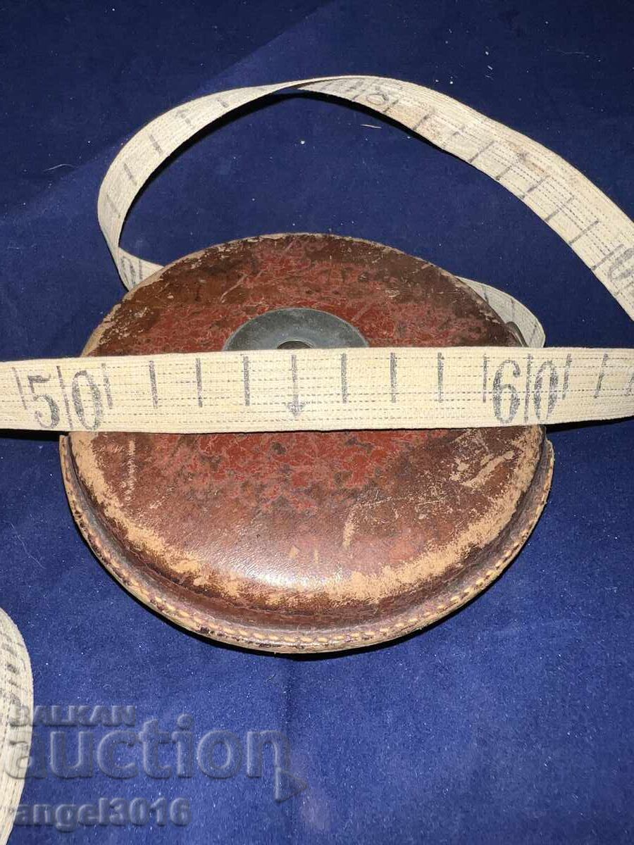 Rare, 15m, Leather, Brass, Antique Measuring Tape! - 5