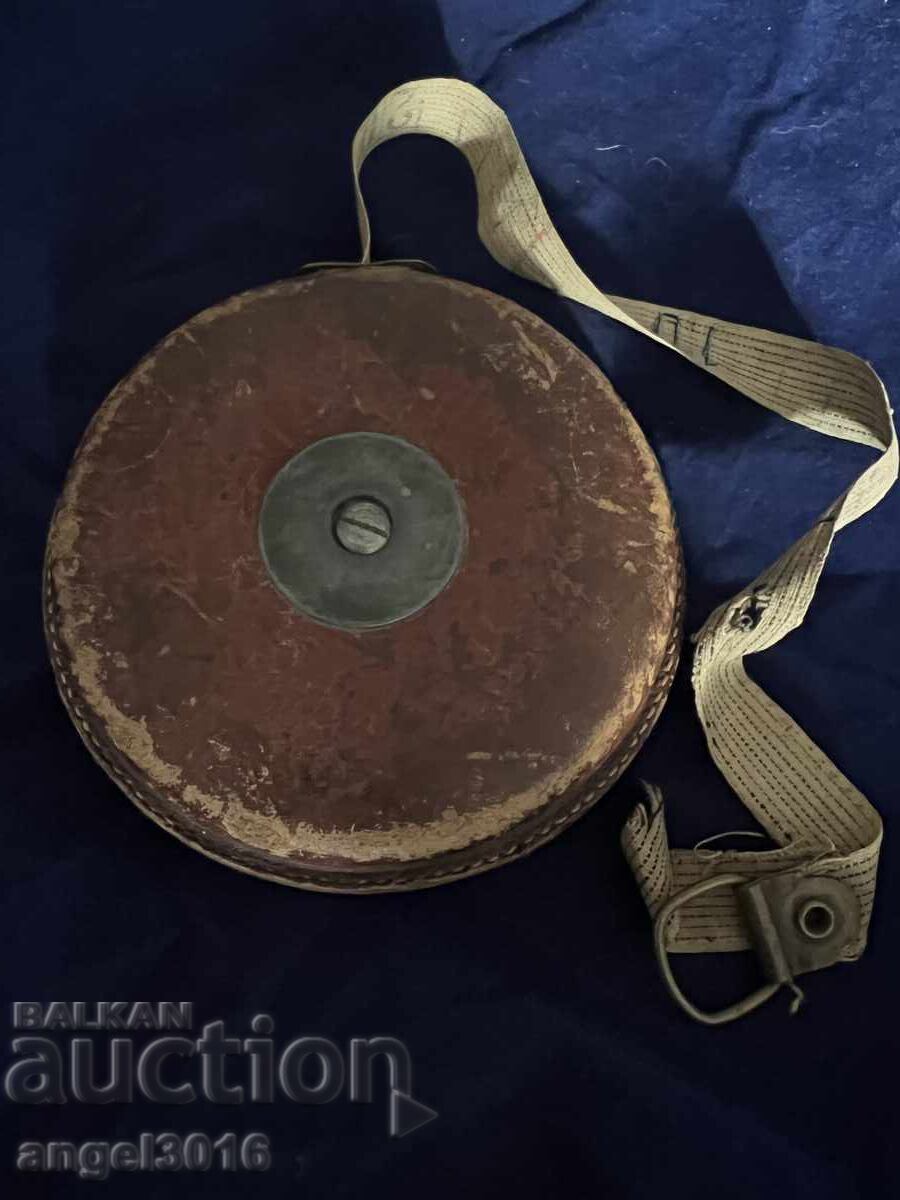 Rare, 15m, Leather, Brass, Antique Measuring Tape! - 6