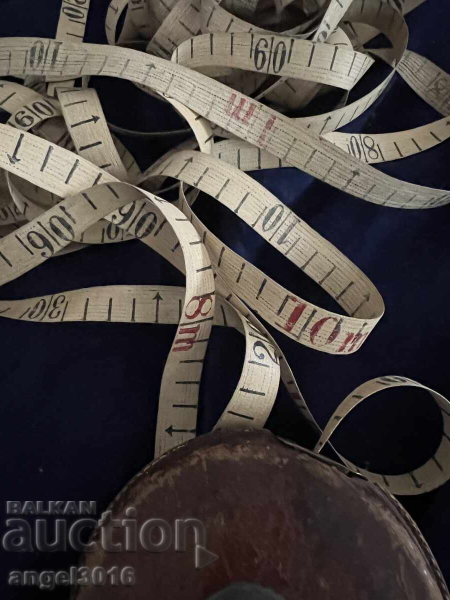 Rare, 15m, Leather, Brass, Antique Measuring Tape! - 7