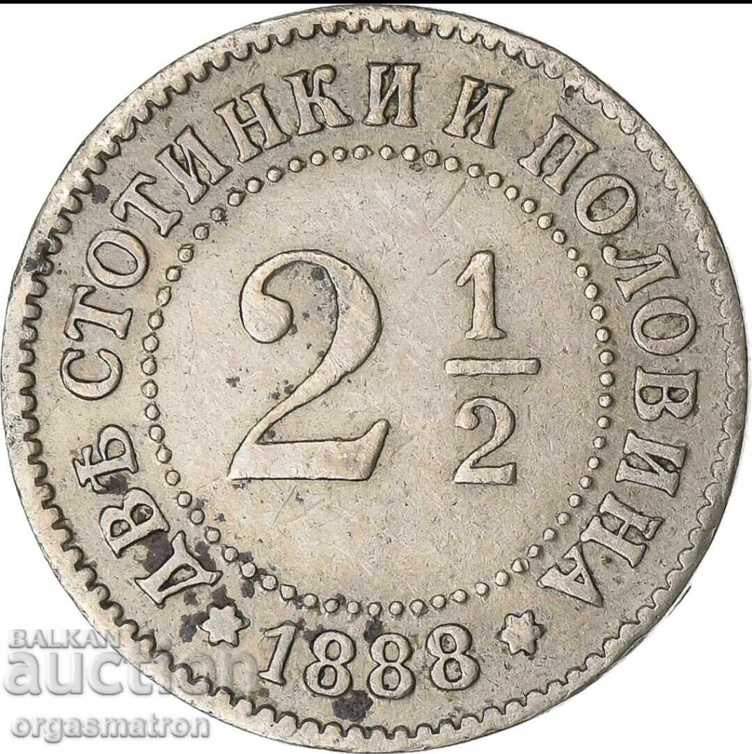 XF Two and a half stotinki 2 and 1/2 1888 year